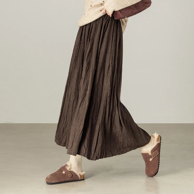 Crinkled A-Line Skirt