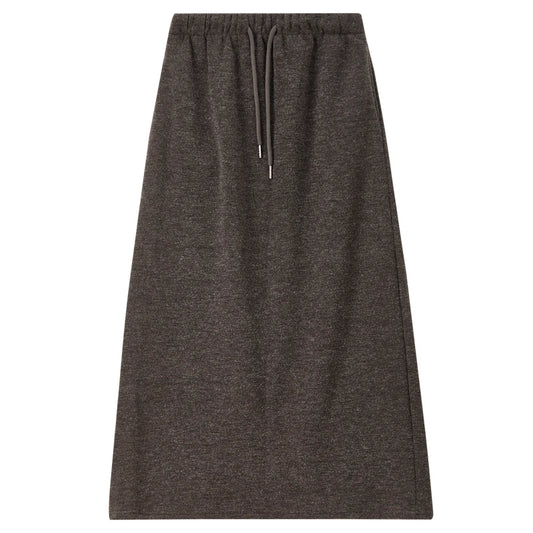 Drawstring Straight Midi Skirt