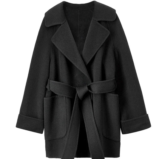 Wide-Lapel Wrap Coat