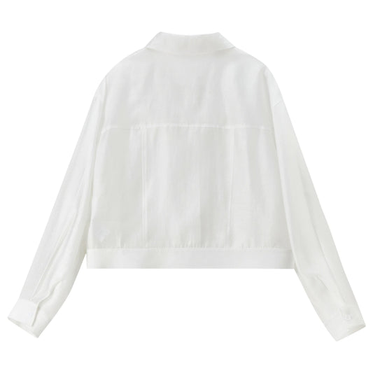 Sheer Cropped Shirt Jacket