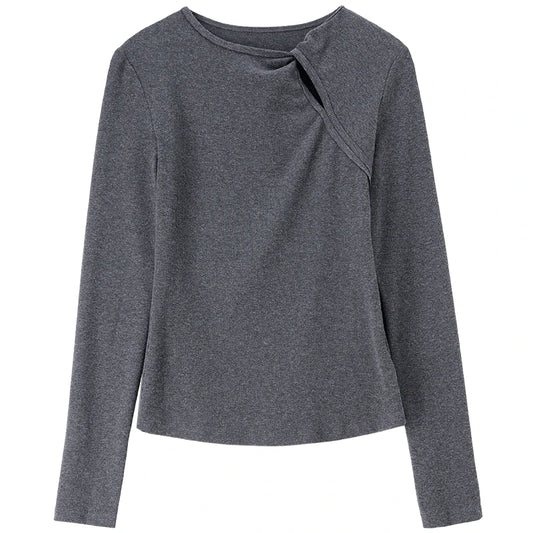 Twist-Neck Long-Sleeve Top