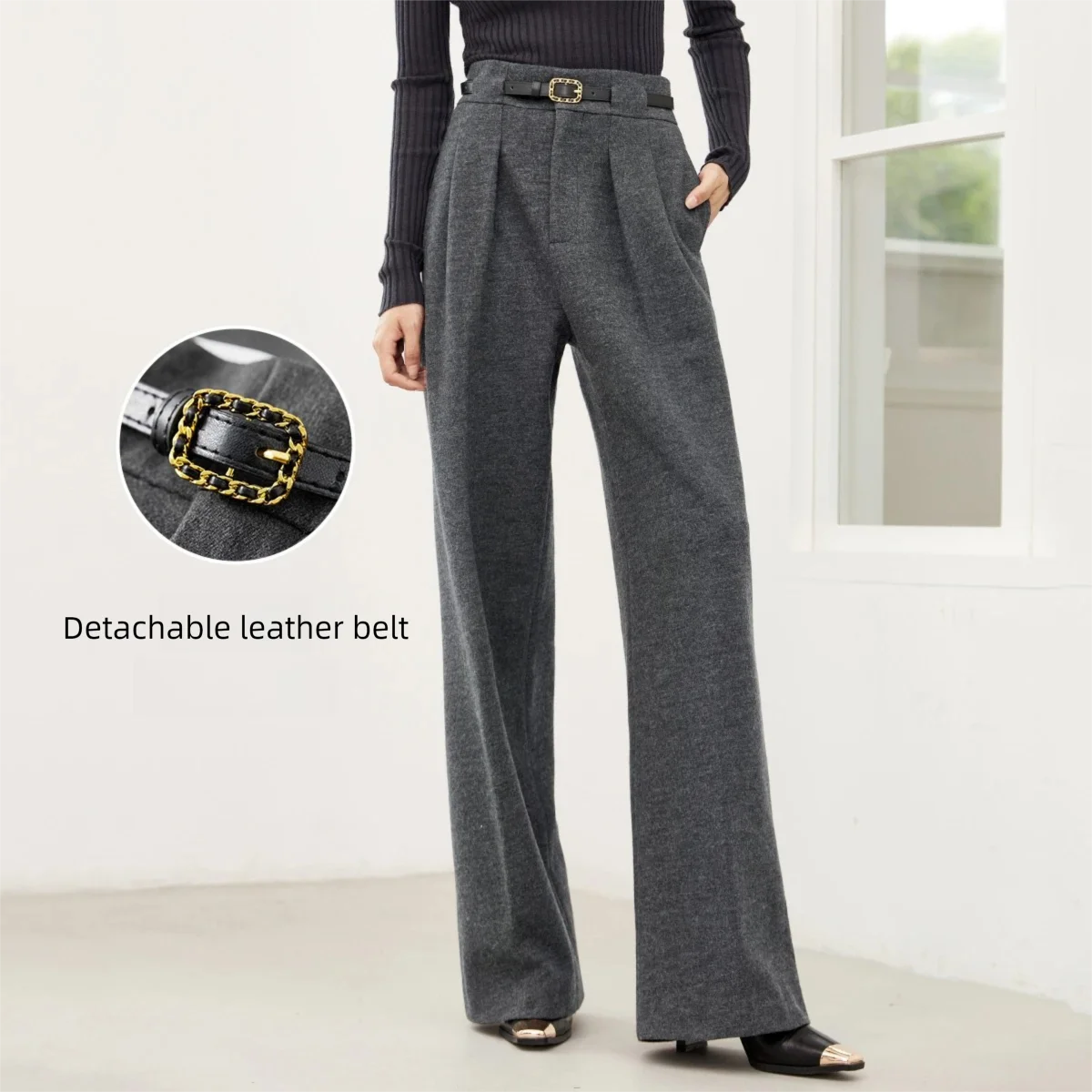 Pleated Wide-Leg Pants