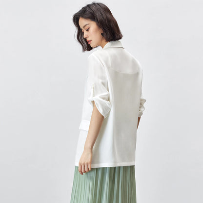 Tie-Sleeve Single-Button Blazer
