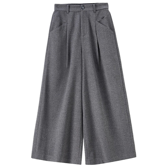 Pleated Wide-Leg Cropped Pants