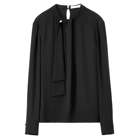 Tie-Neck Long-Sleeve Blouse