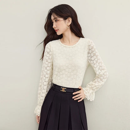 Floral Lace Ruffle-Cuff Top