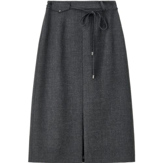 Tie-Waist Straight Skirt