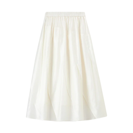 Elastic-Waist A-Line Midi Skirt