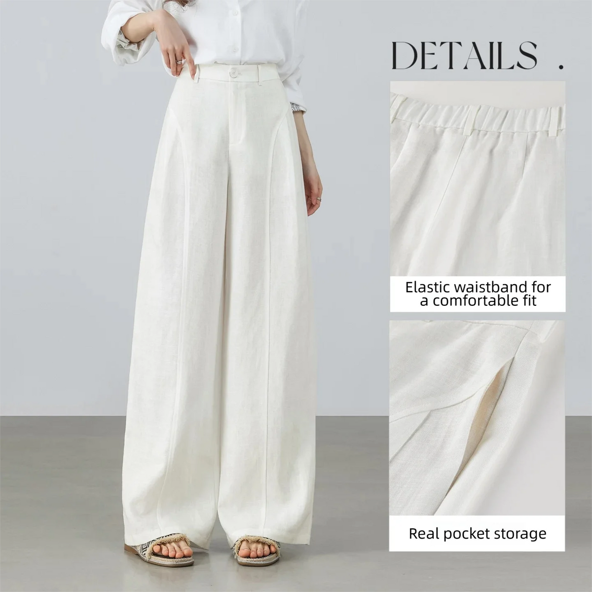 Elastic-Waist Wide-Leg Pants