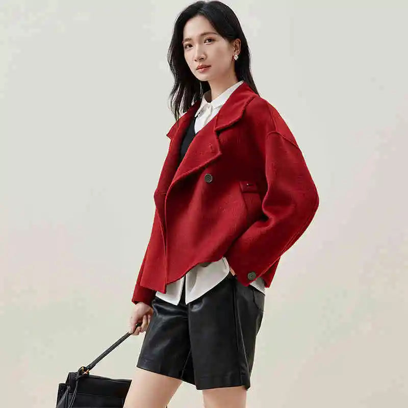 Stand-Collar Double-Breasted Jacket
