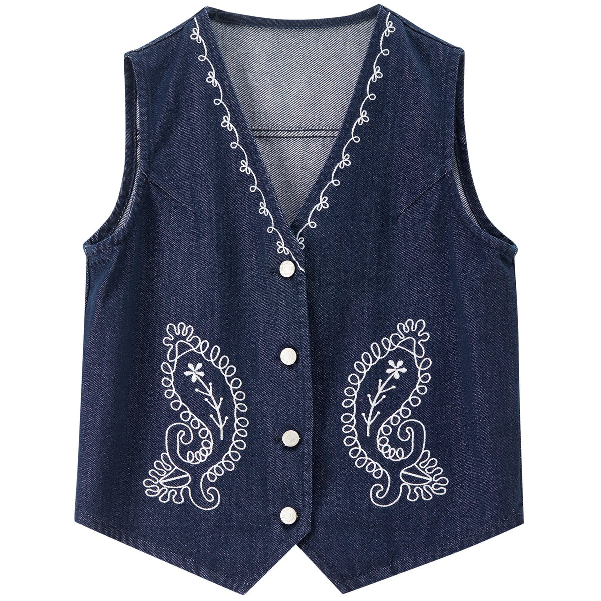 Embroidered V-Neck Vest