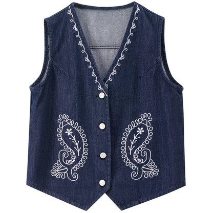 Embroidered V-Neck Vest