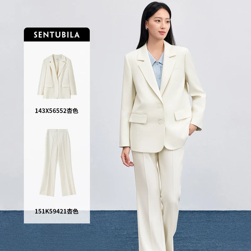 Notched-Lapel Blazer and Pants Set