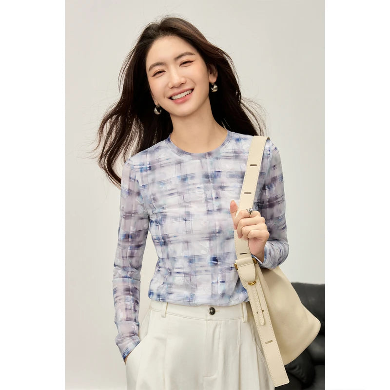 Check-Print Long-Sleeve Tee