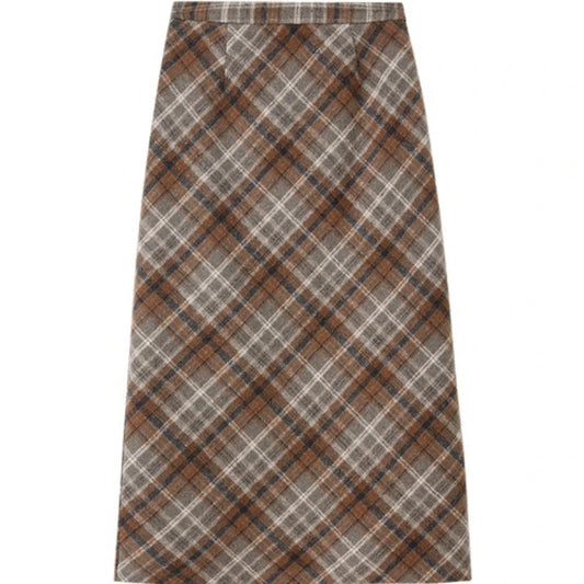 Plaid A-Line Midi Skirt