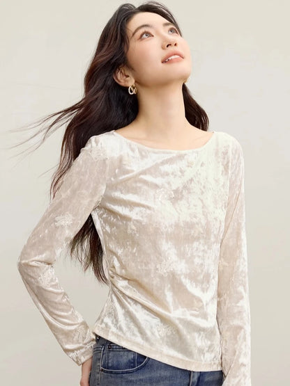 Draped-Neck Textured Top