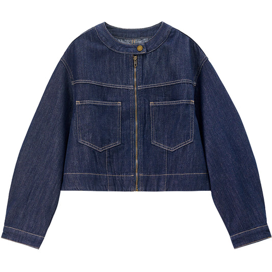 Contrast-Stitch Zip-Front Jacket