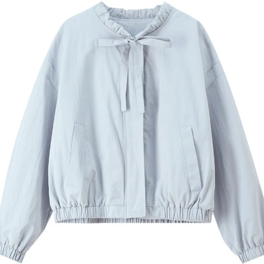 Tie-Neck Zip-Up Jacket