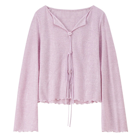 Tie-Front Flared-Sleeve Top