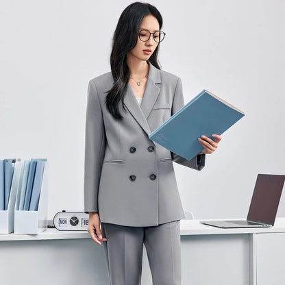 Double-Breasted Notched-Lapel Blazer