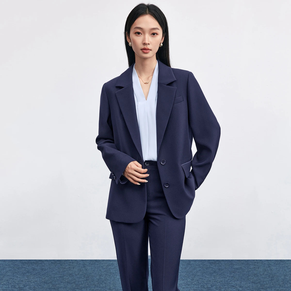Notched-Lapel Blazer and Pants Set