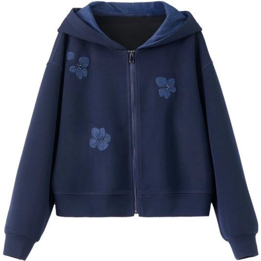 Floral Zip-Up Hoodie