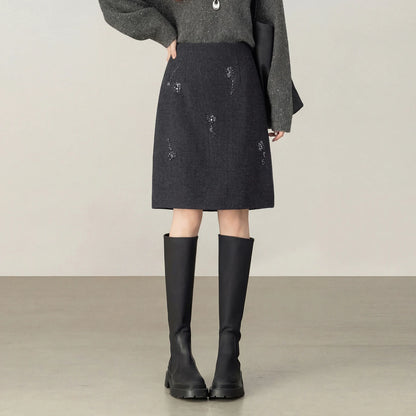 Embellished Straight Skirt