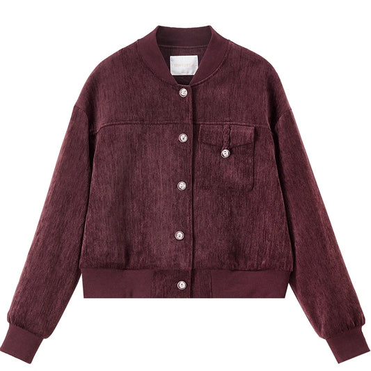 Button-Front Bomber Jacket