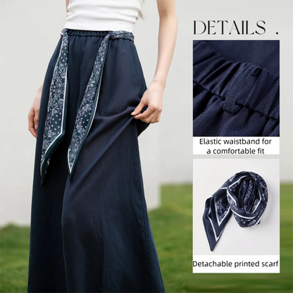 Elastic-Waist Wide-Leg Pants