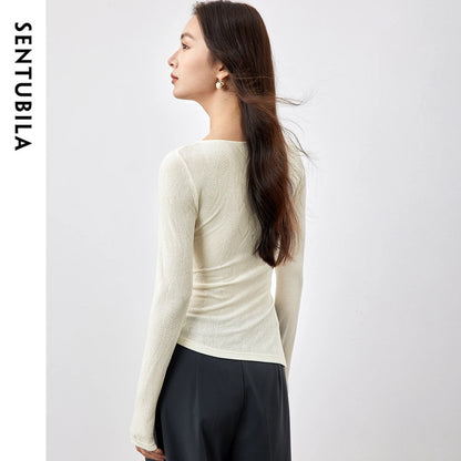 Side-Ruched Long-Sleeve Top