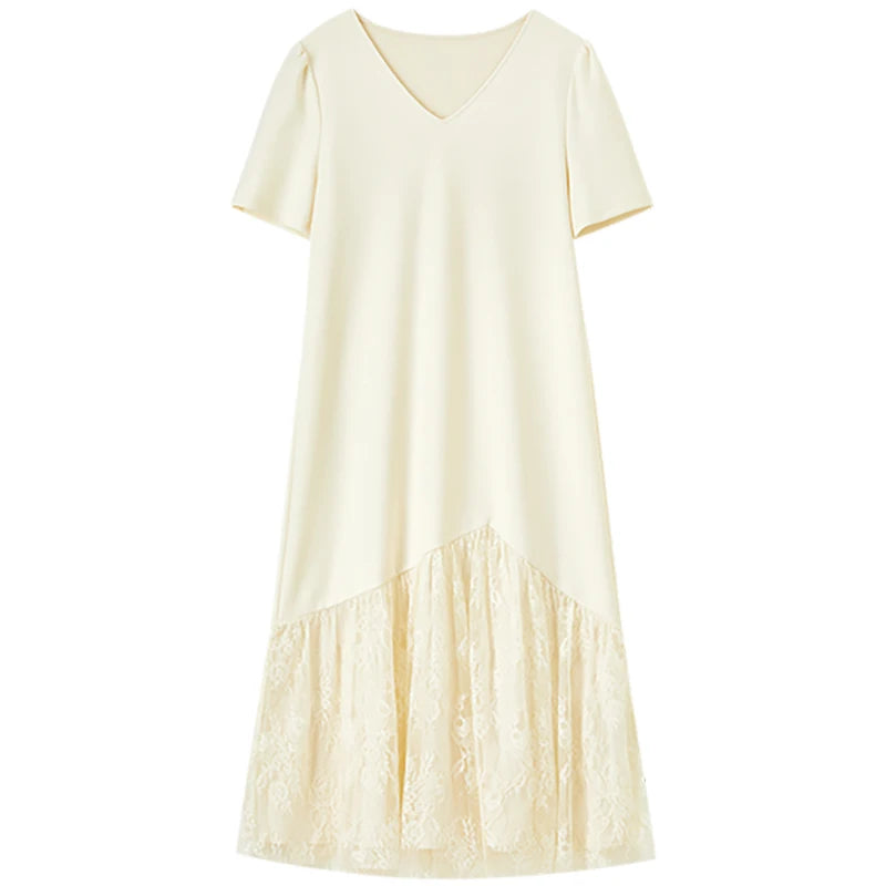Lace-Hem Shift Dress