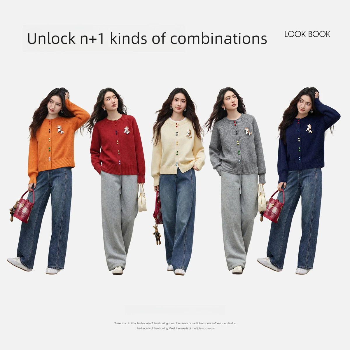 Contrast-Button-Front Cardigan