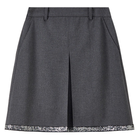 Contrast-Hem A-Line Mini Skirt