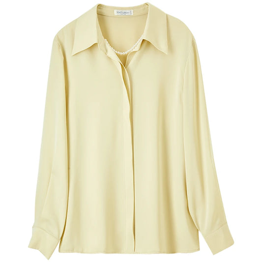 Collared Long-Sleeve Blouse