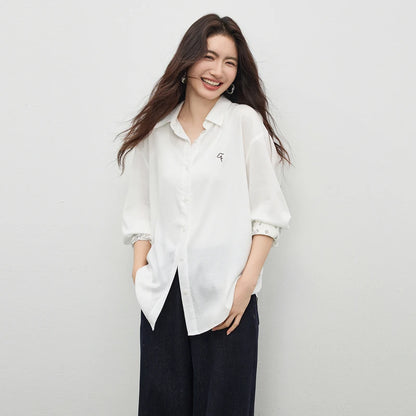Contrast-Cuff Collared Shirt