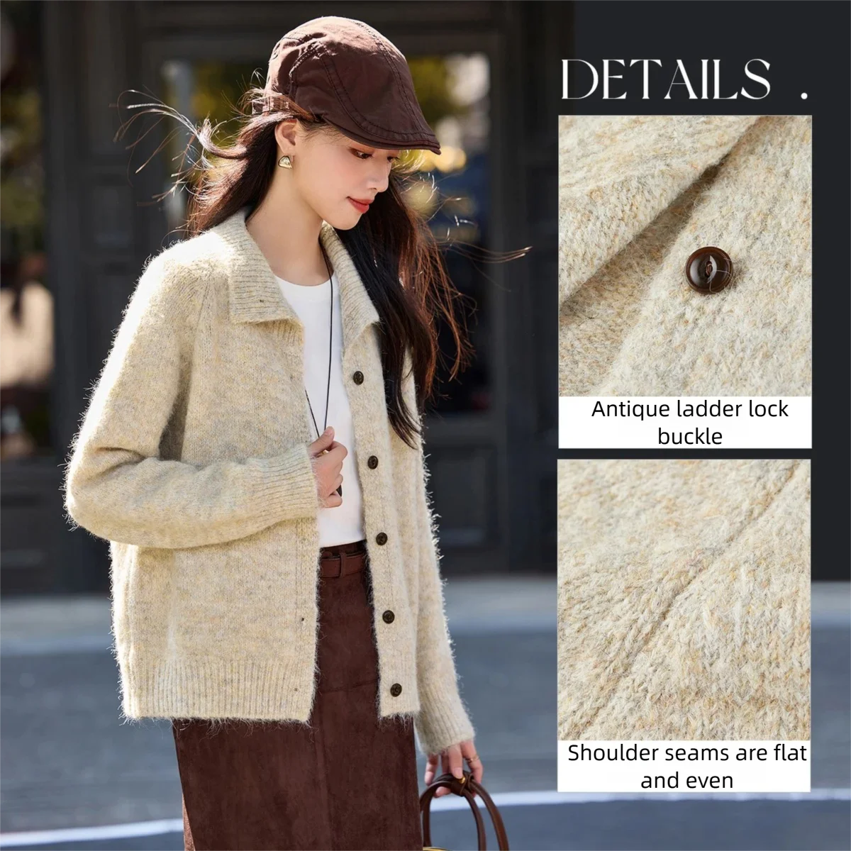 Textured High-Neck Cardigan