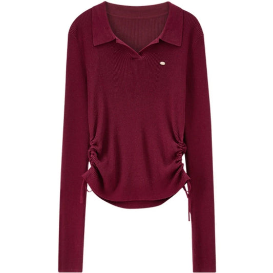 Side-Ruched Polo Top