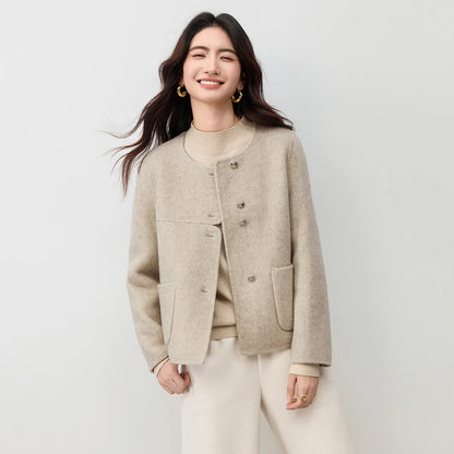 Collarless Patch-Pocket Jacket