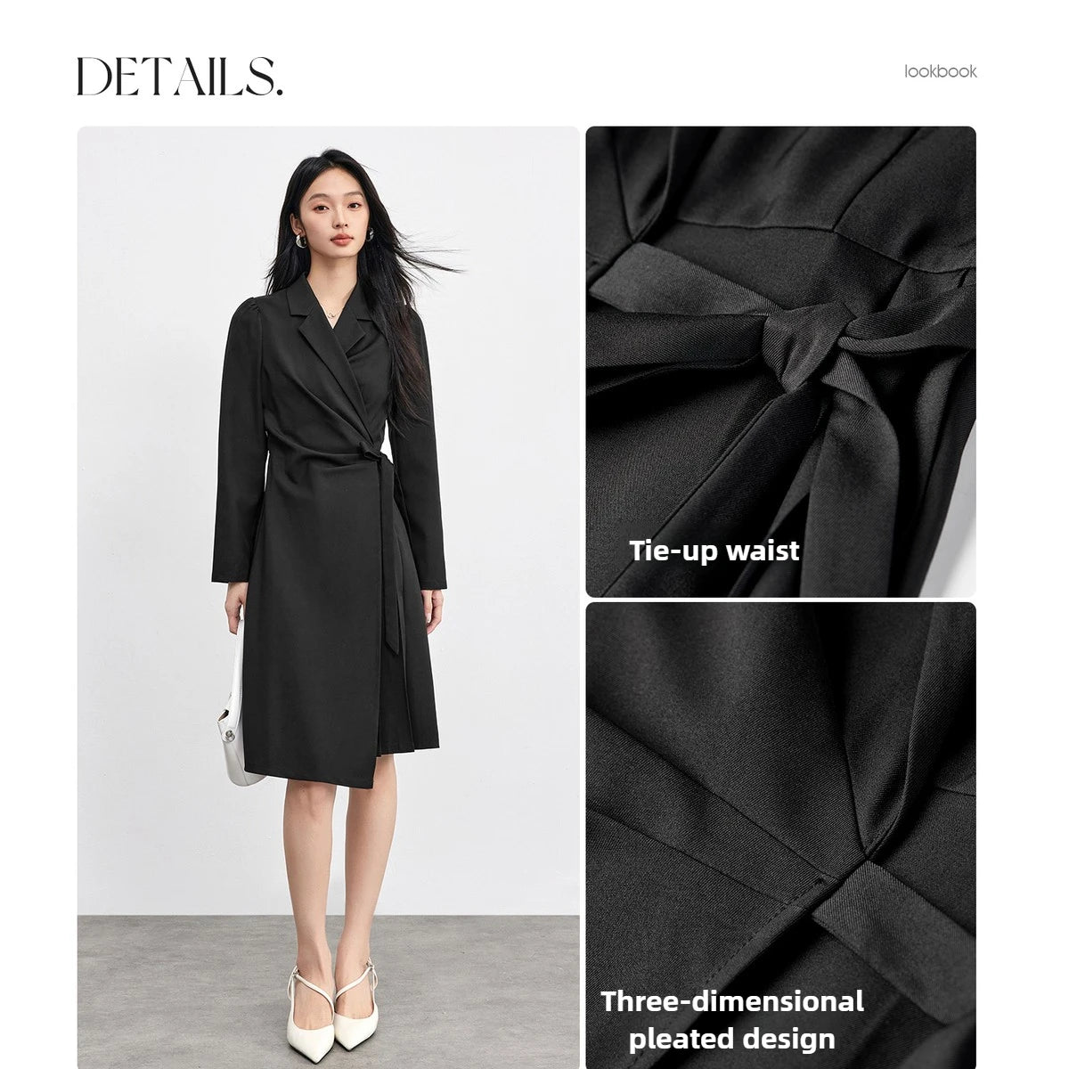 Belted Long-Sleeve Blazer Dress