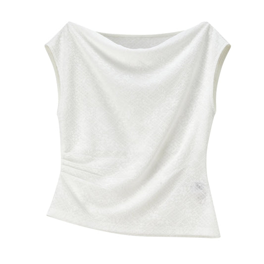 Draped-Neck Ruched Top
