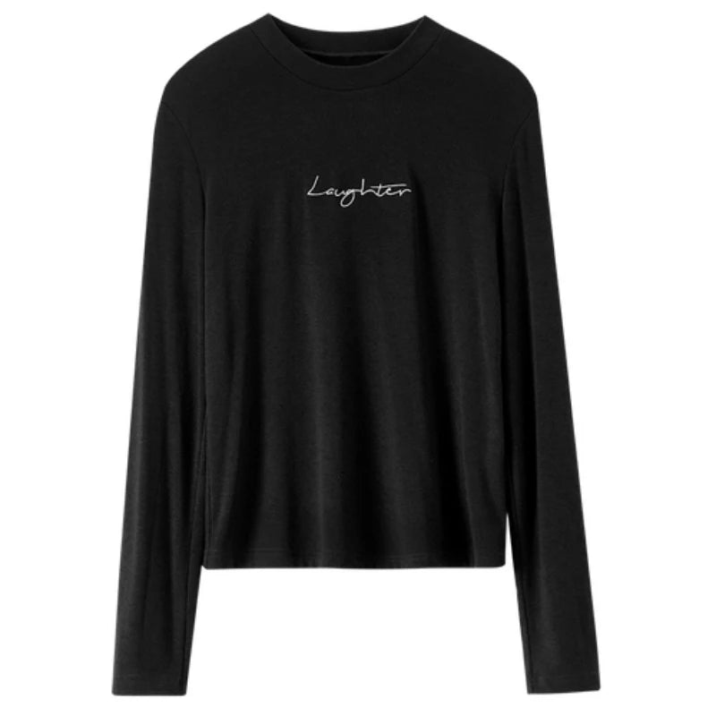 Lettering Crew-Neck Long-Sleeve Top