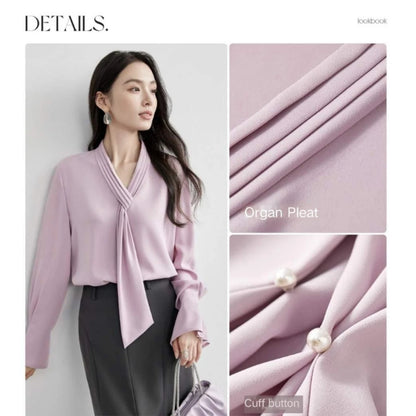 V-Neck Tie-Detail Blouse