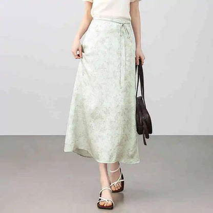 Patterned A-Line Midi Skirt
