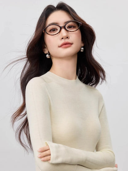 Mock-Neck Long-Sleeve Sweater