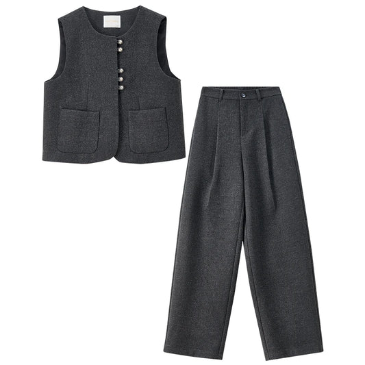 Button-Front Vest and Pants Set
