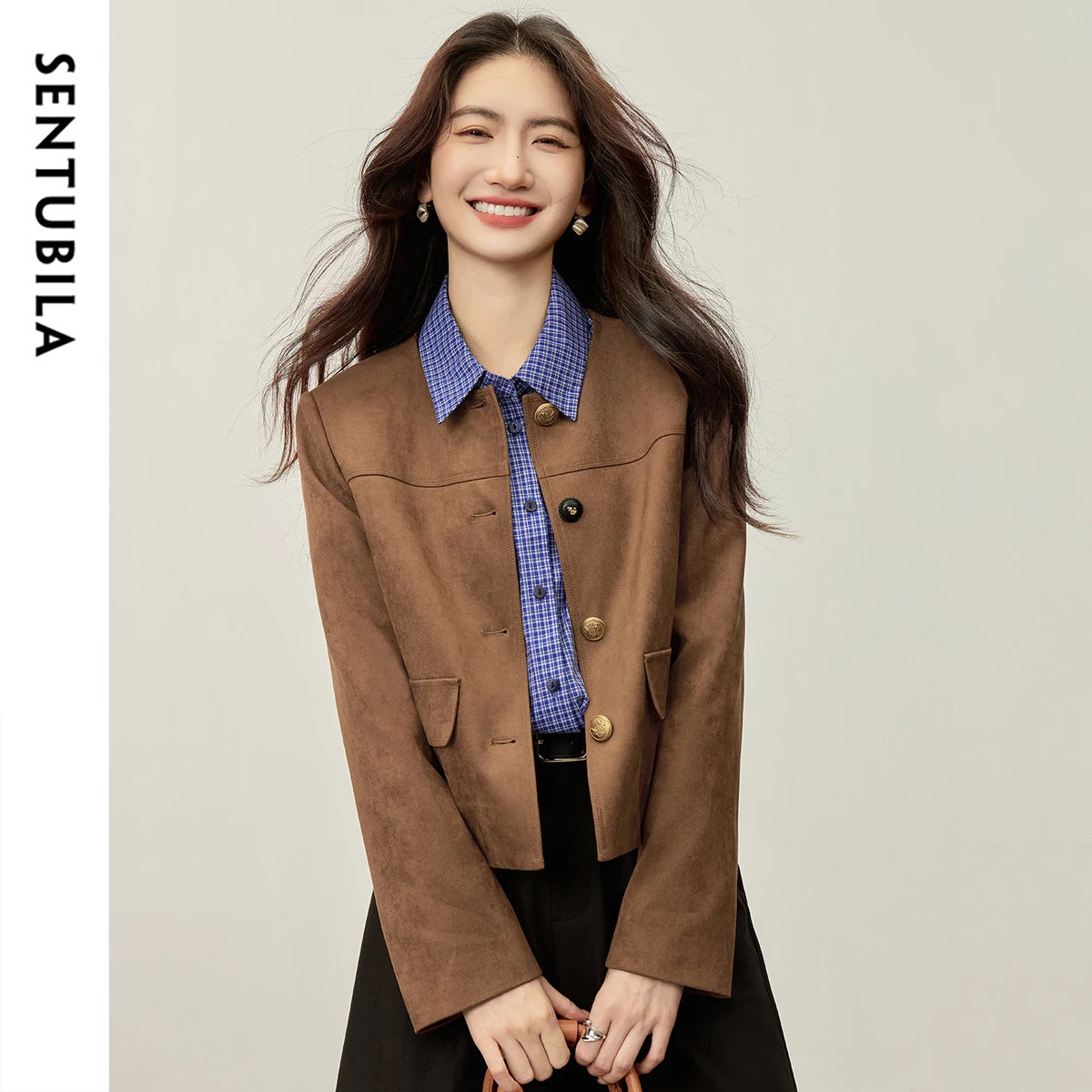 Collarless Cropped Jacket