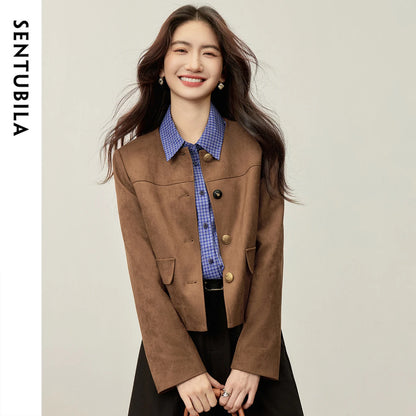 Collarless Cropped Jacket