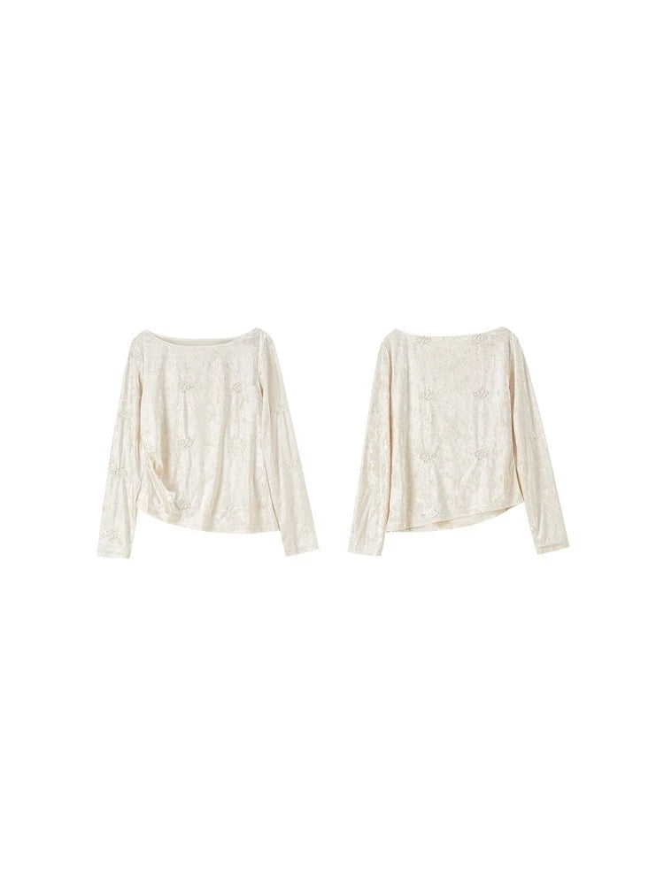 Draped-Neck Textured Top