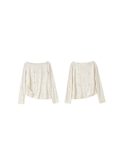 Draped-Neck Textured Top