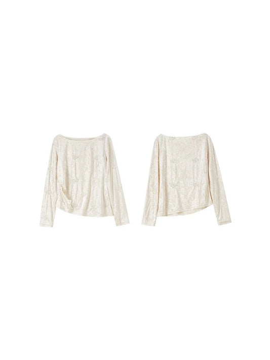 Draped-Neck Textured Top
